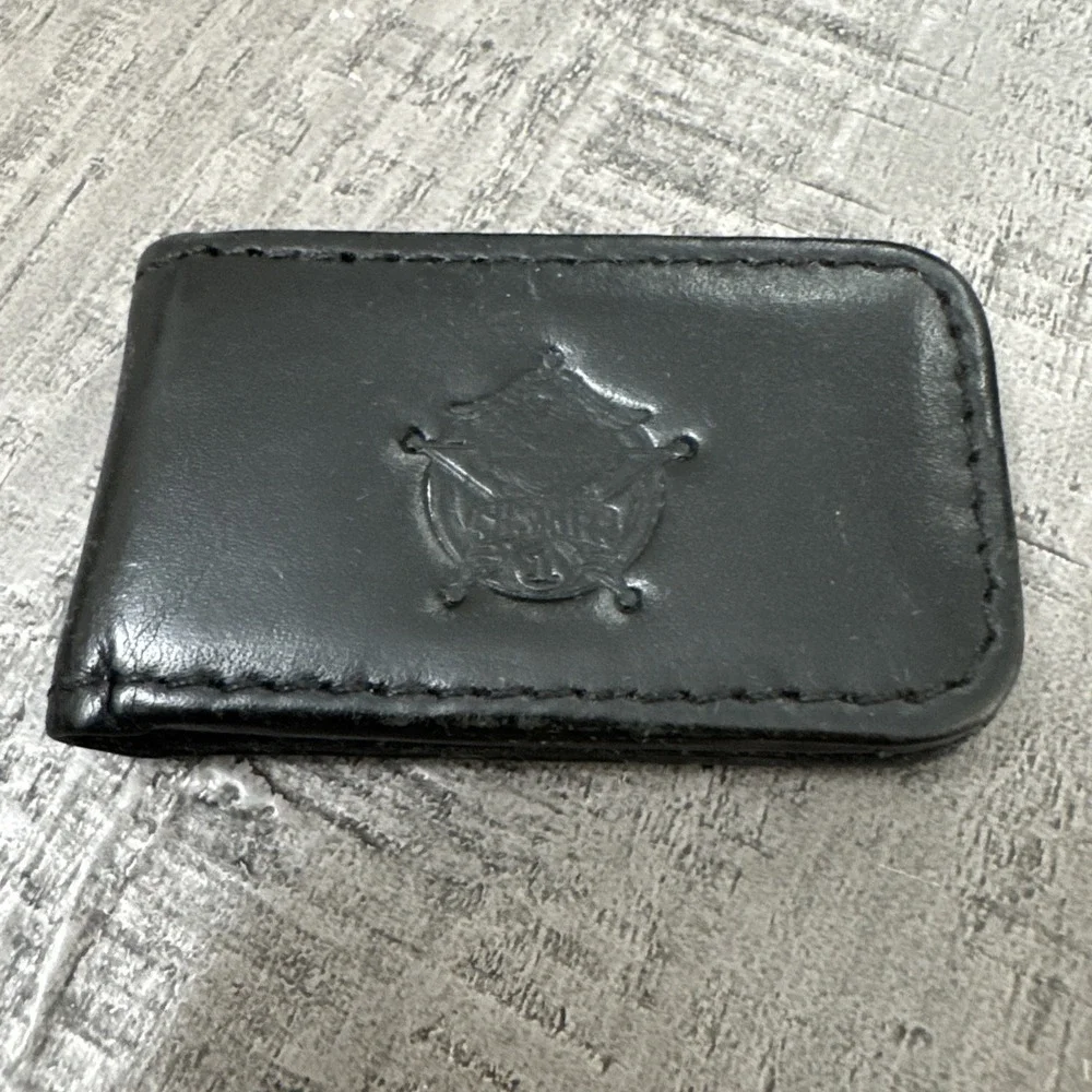Harley Davidson Sheriff Badge Leather Black Money Clip Bar Shield‎ Rare Biker